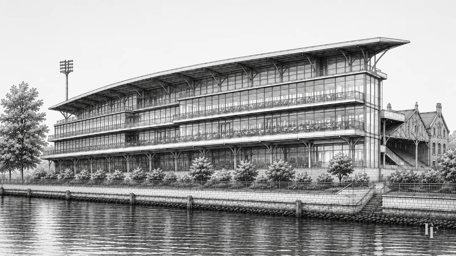 Architectural sketch of Fulham FC's Craven Cottage