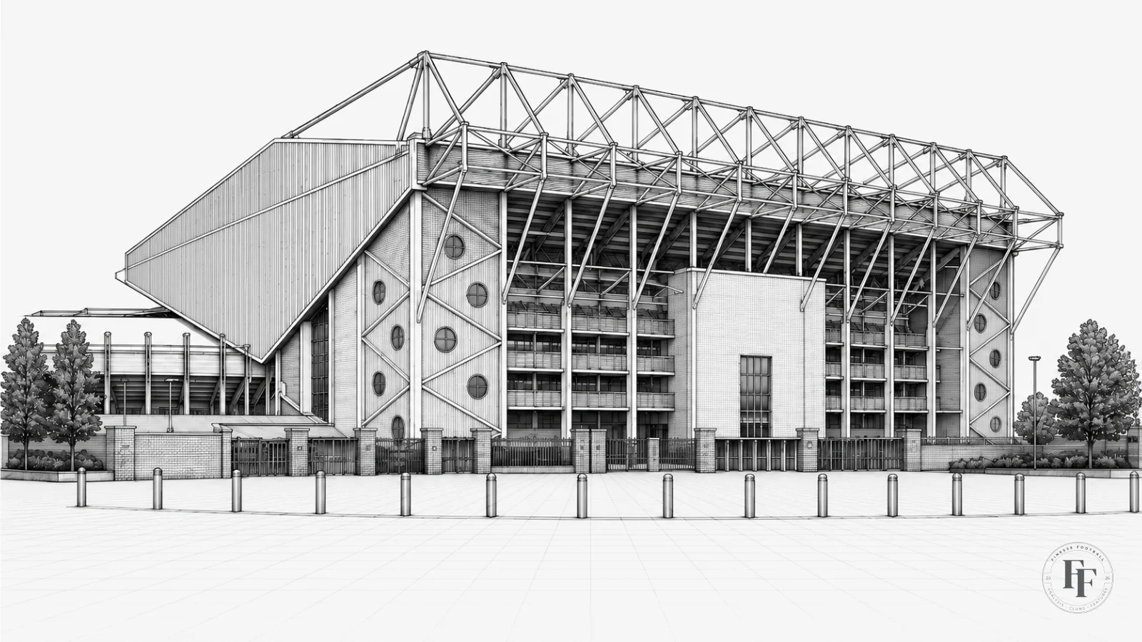 Architectural sketch of Leeds United FC's Elland Road