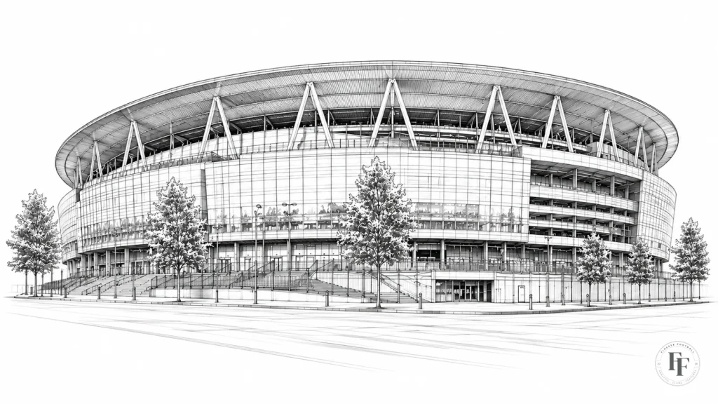 Architectural sketch of Arsenal FC's Emirates stadium