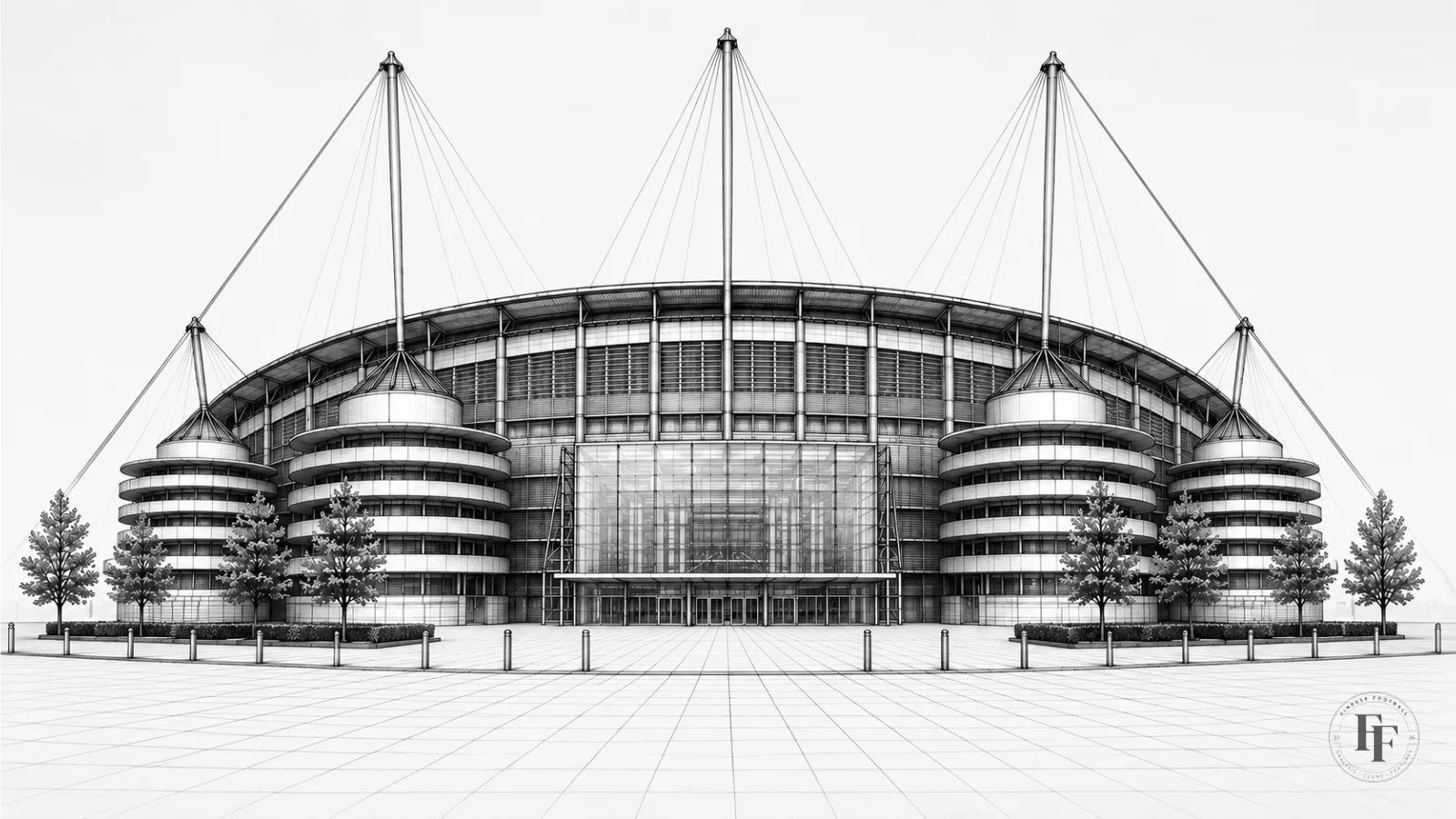 Architectural sketch of Manchester City FC's Etihad stadium