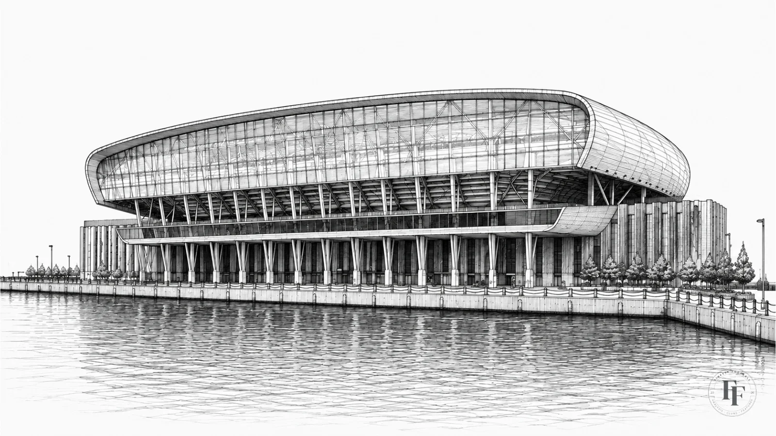 Architectural sketch of Everton FC's Hill Dickinson