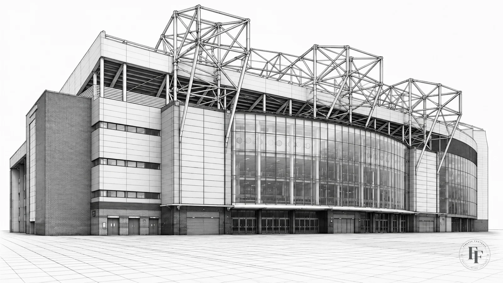 Architectural sketch of Manchester United FC's Old Trafford