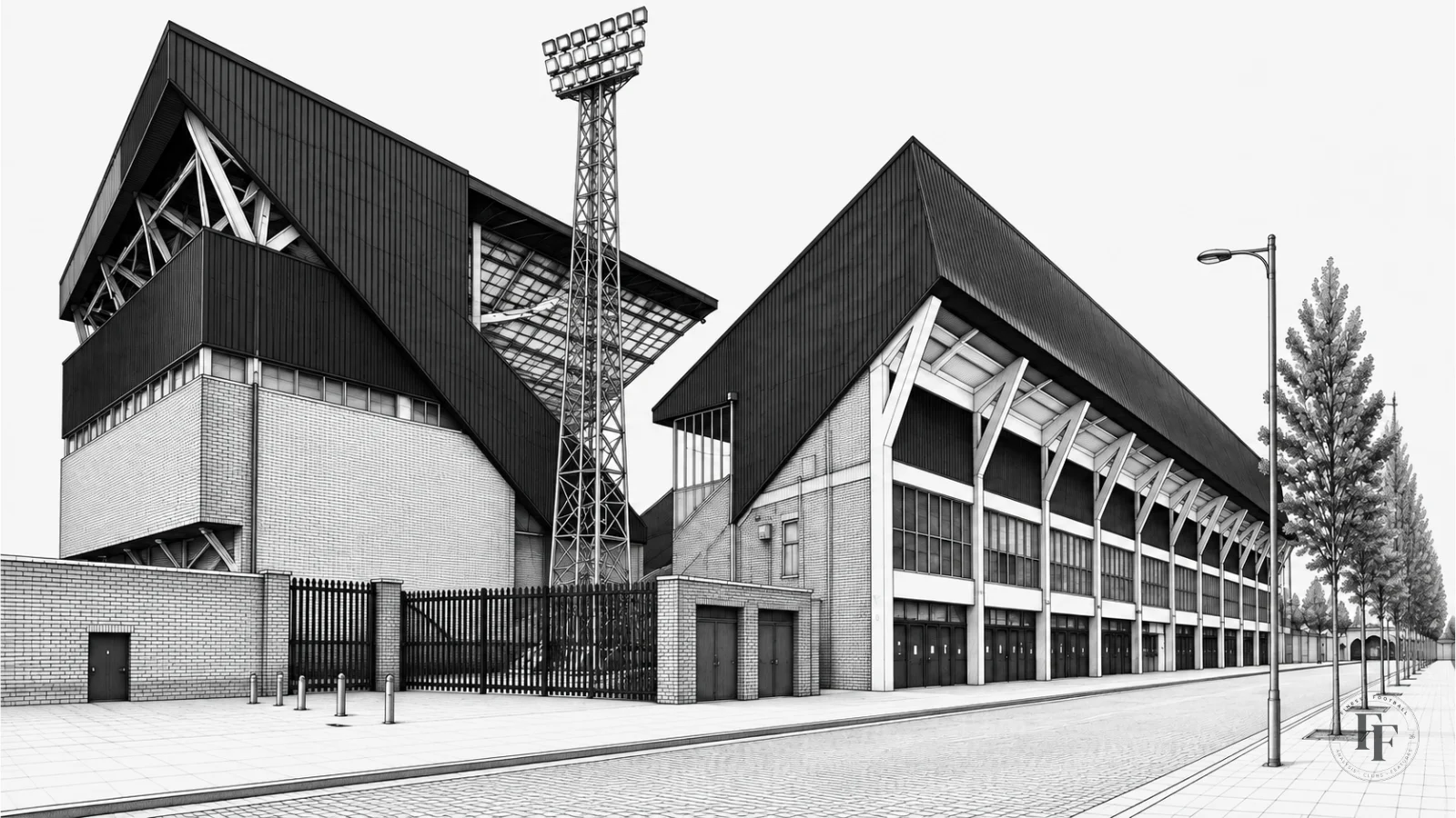 Architectural sketch of Ipswich Town FC's Portman Road