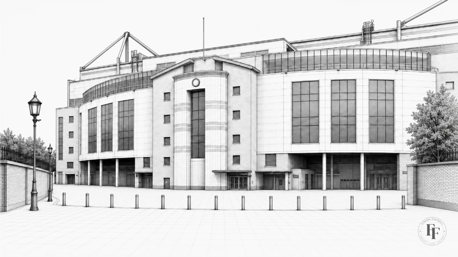 Architectural sketch of Chelsea FC's Stamford Bridge