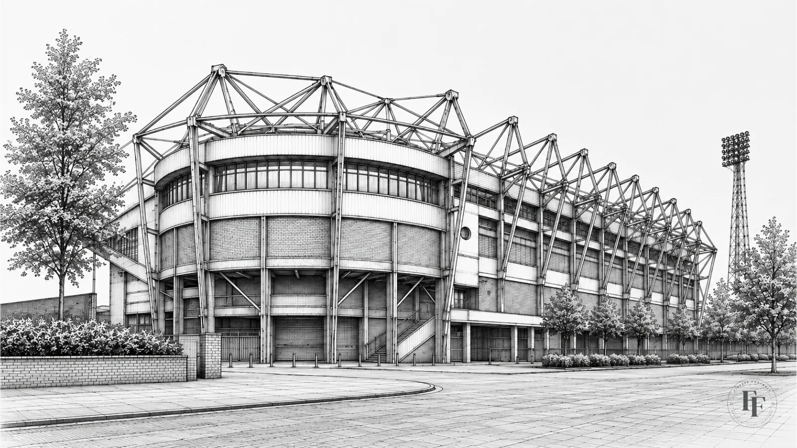 Architectural sketch of Nottingham Forest FC's The City Ground