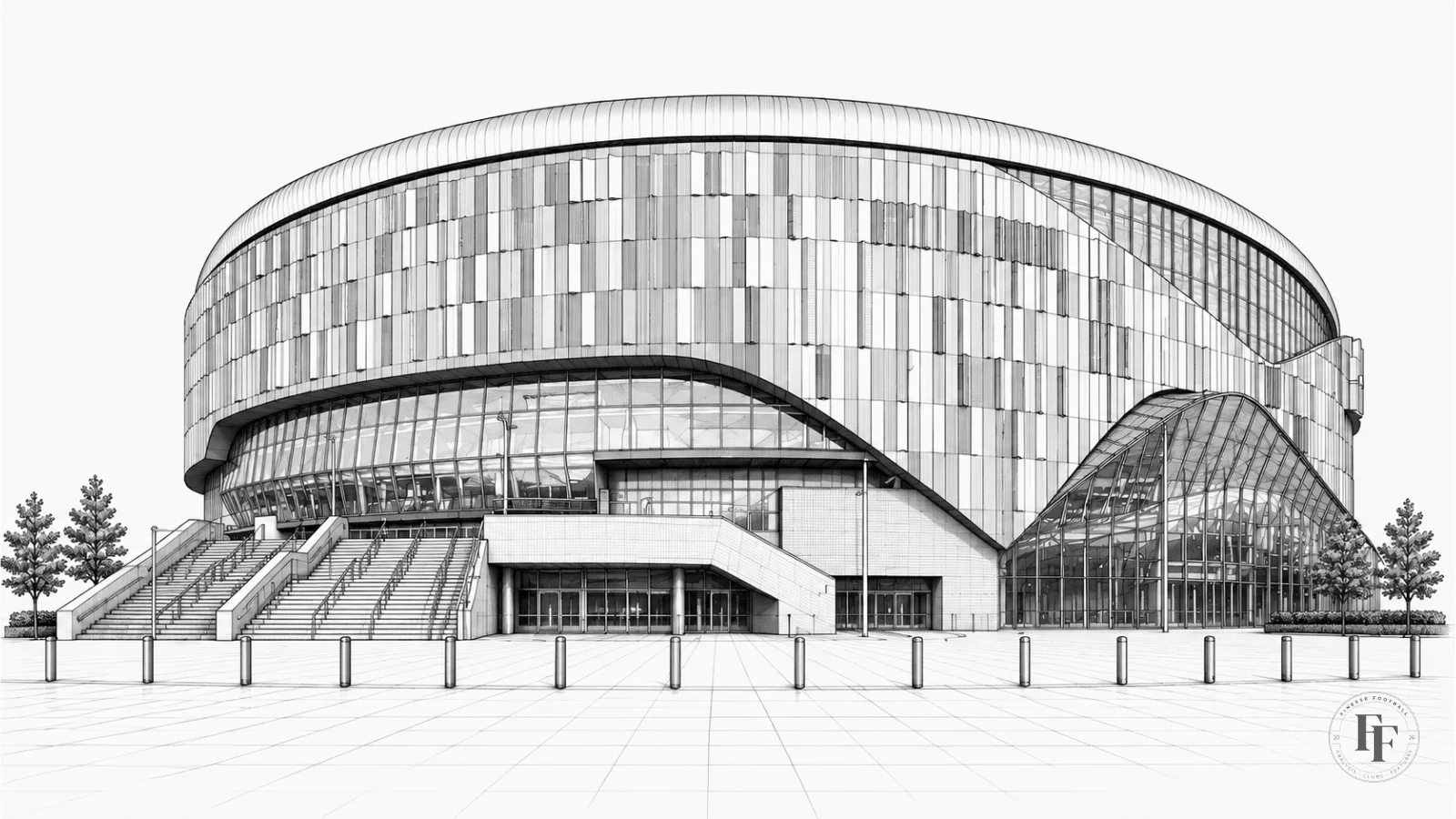 Architectural sketch of Tottenham Hotspur FC's Tottentham Hotspur Stadium